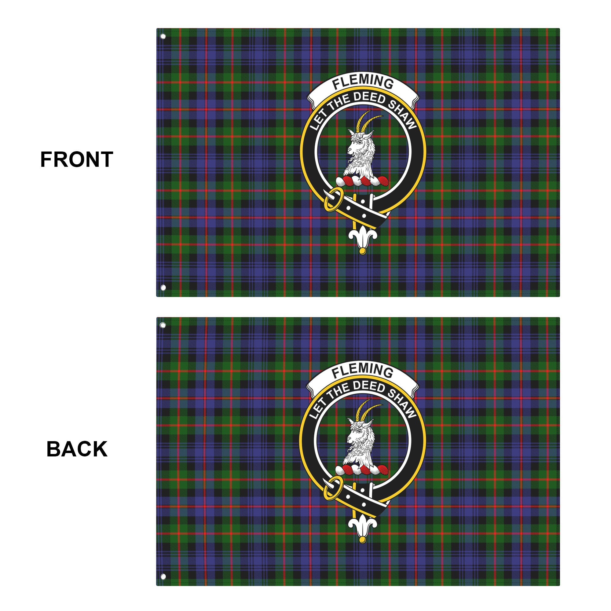 Fleming Tartan Crest House Flag
