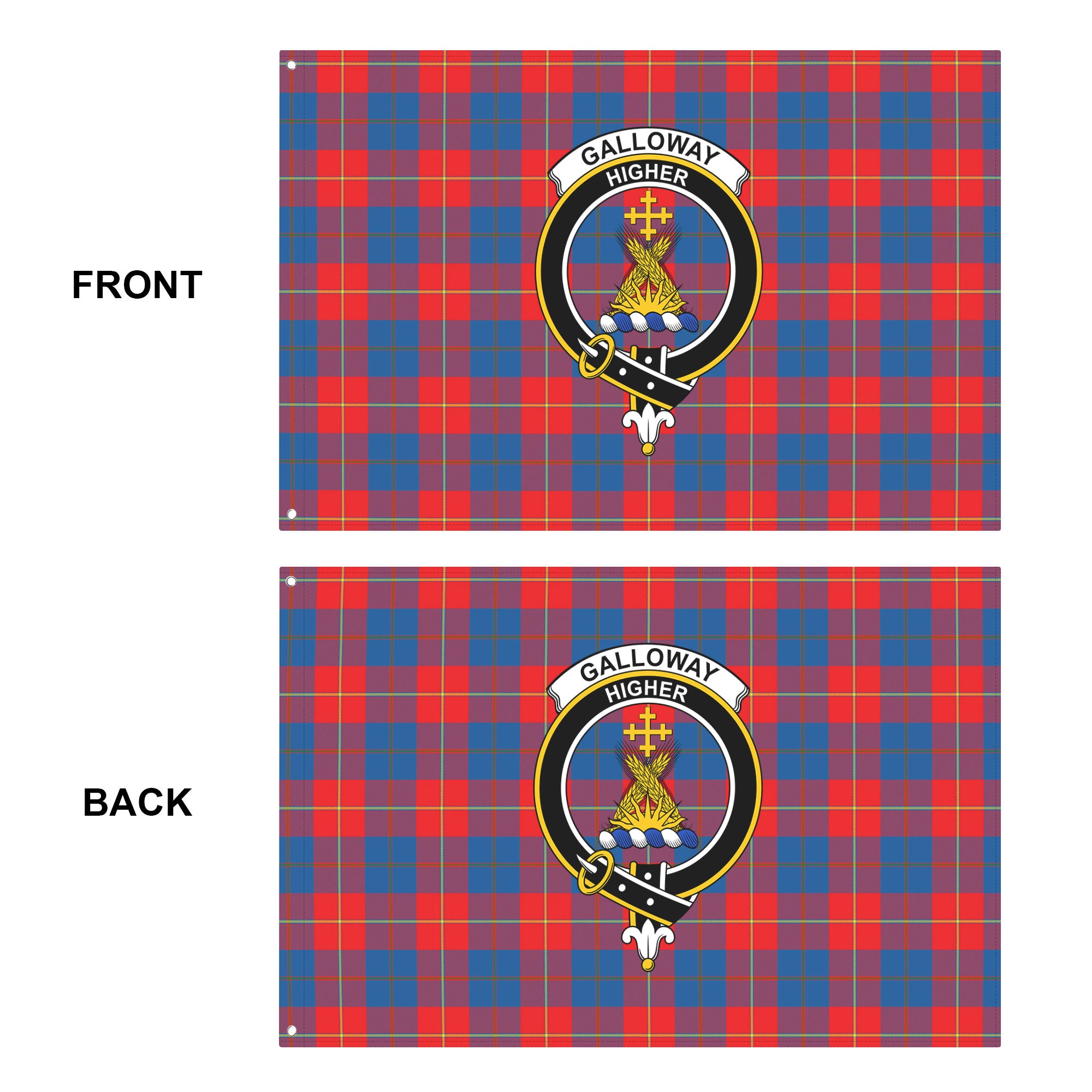 Galloway Red Tartan Crest House Flag
