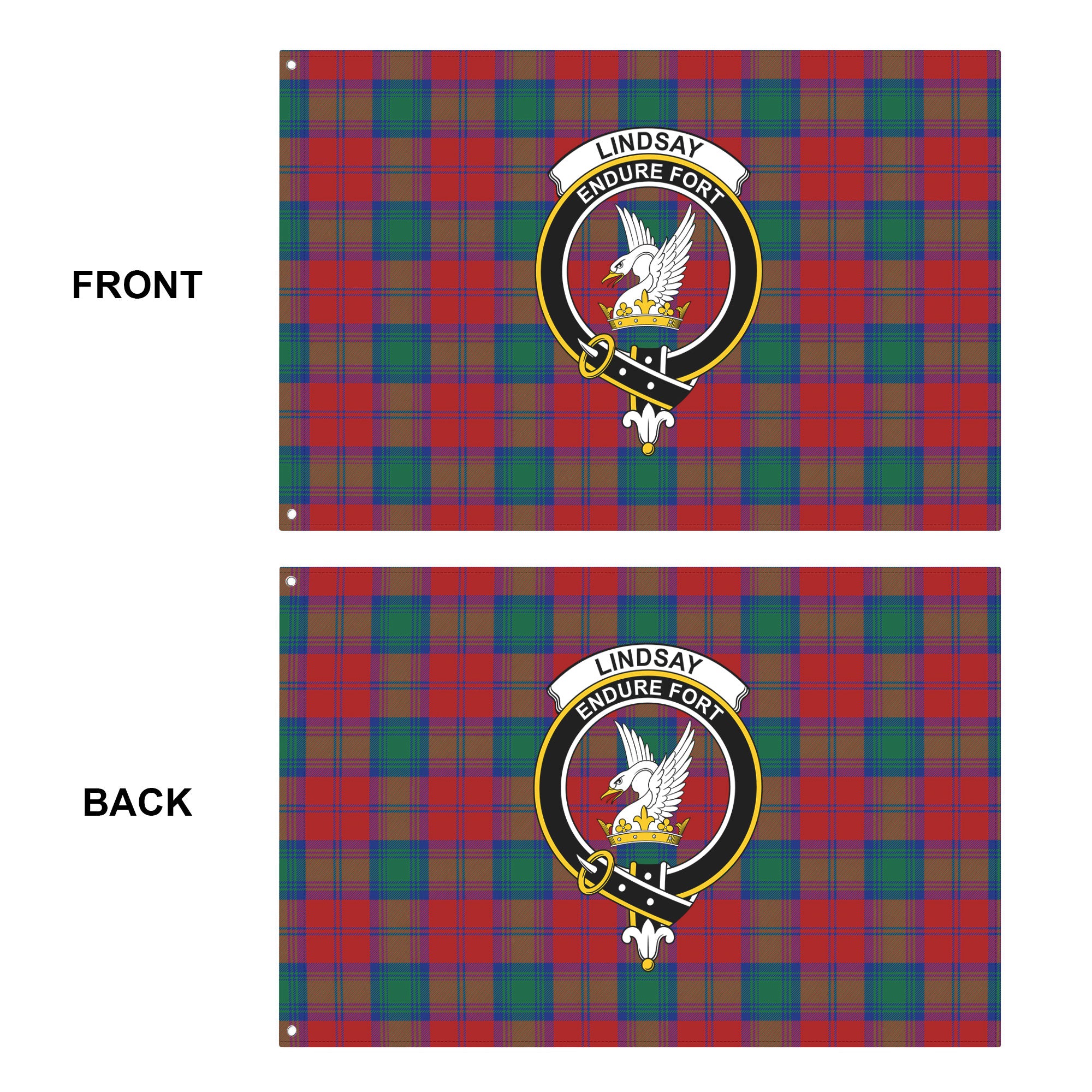 Lindsay Modern Tartan Crest House Flag