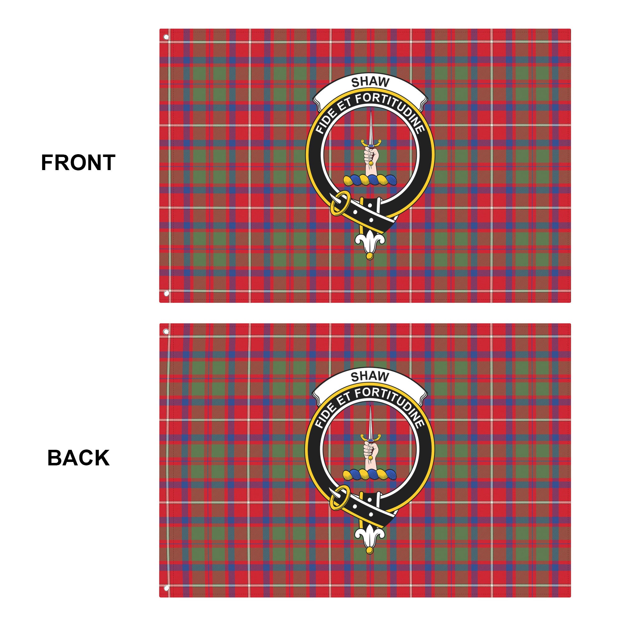 Shaw Red Modern Tartan Crest House Flag