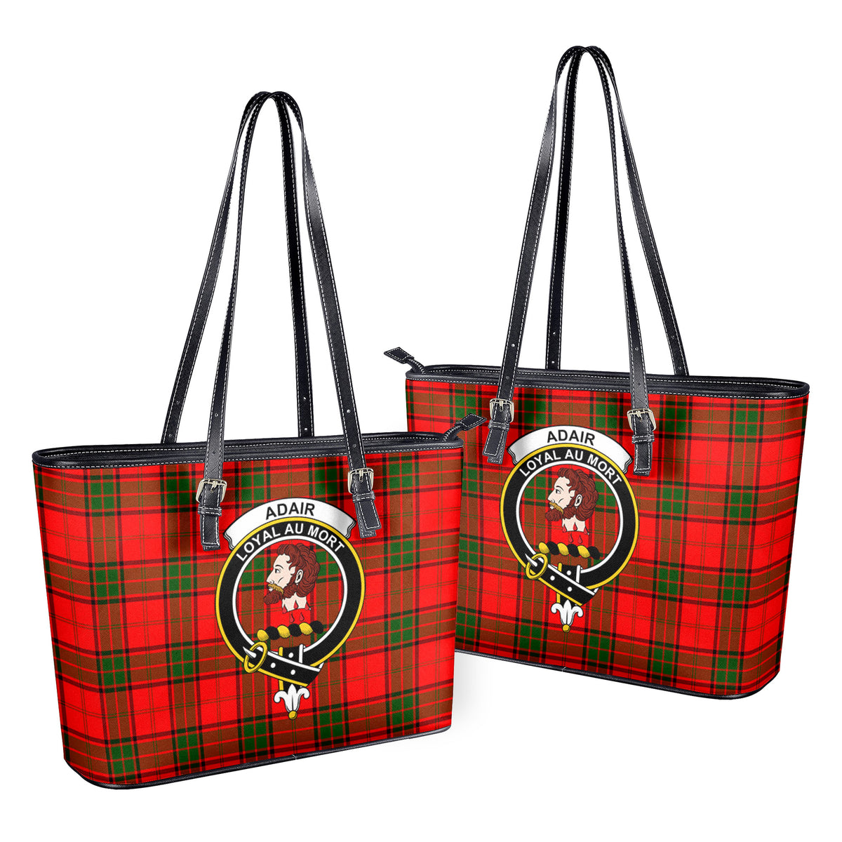 Adair Modern Tartan Crest Leather Tote Bag