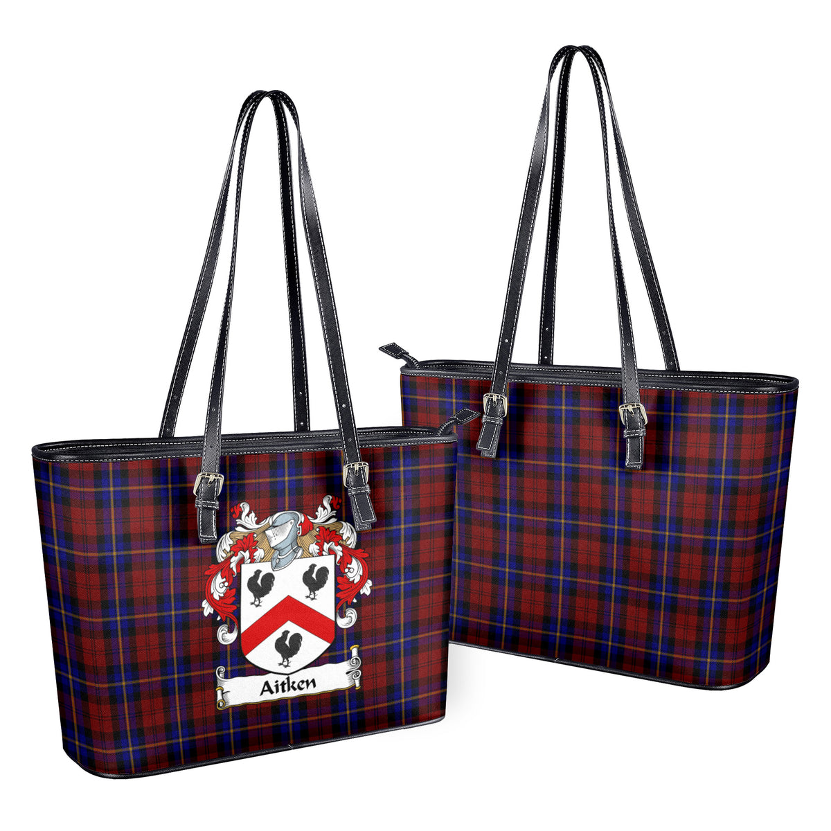 Aitken Tartan Crest Leather Tote Bag