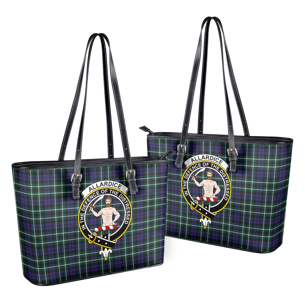 Allardice Tartan Crest Leather Tote Bag