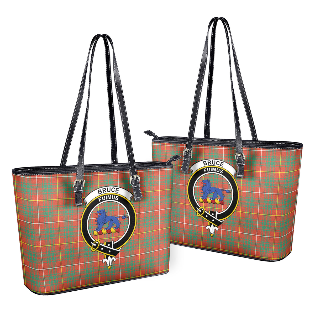 Bruce Ancient Tartan Crest Leather Tote Bag