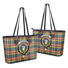 Buchanan Ancient Tartan Crest Leather Tote Bag