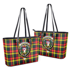 Buchanan Modern Tartan Crest Leather Tote Bag