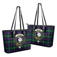 Calder (Calder-Campbell) Tartan Crest Leather Tote Bag