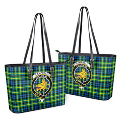 Campbell of Breadalbane Ancient Tartan Crest Leather Tote Bag