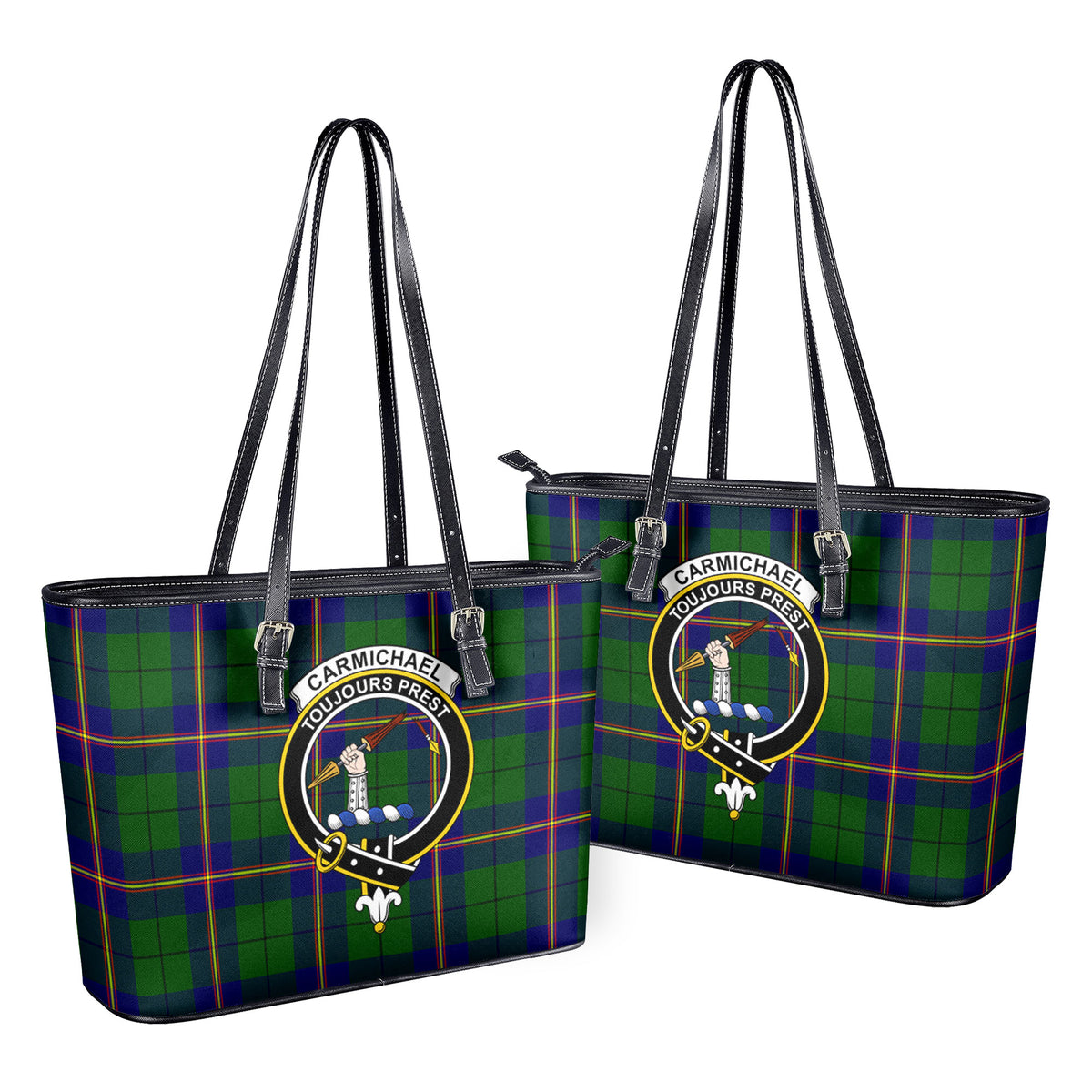 Carmichael Modern Tartan Crest Leather Tote Bag