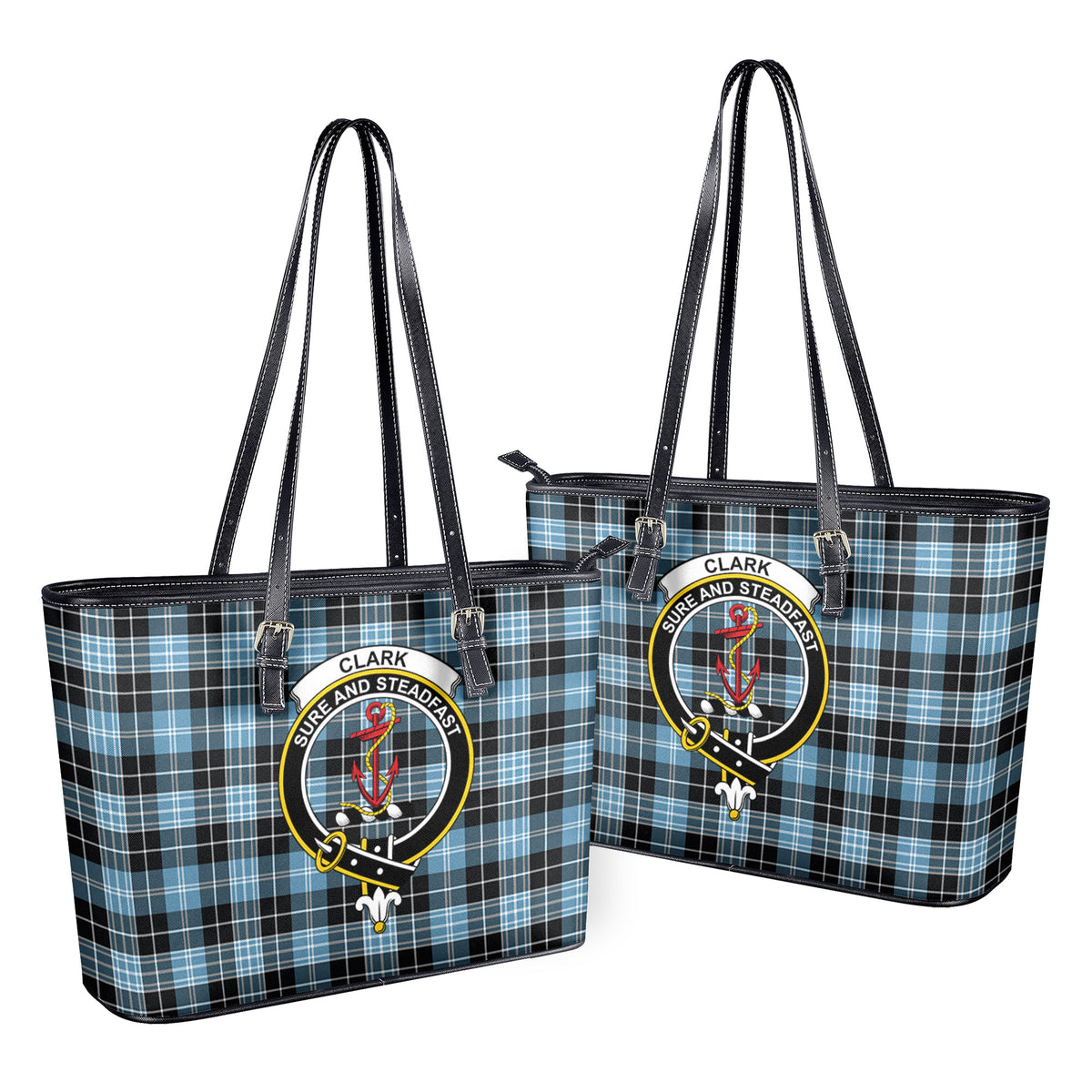 Clark Ancient Tartan Crest Leather Tote Bag