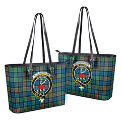 Colquhoun Ancient Tartan Crest Leather Tote Bag