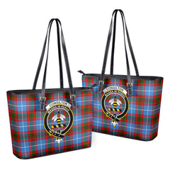 Congilton Tartan Crest Leather Tote Bag