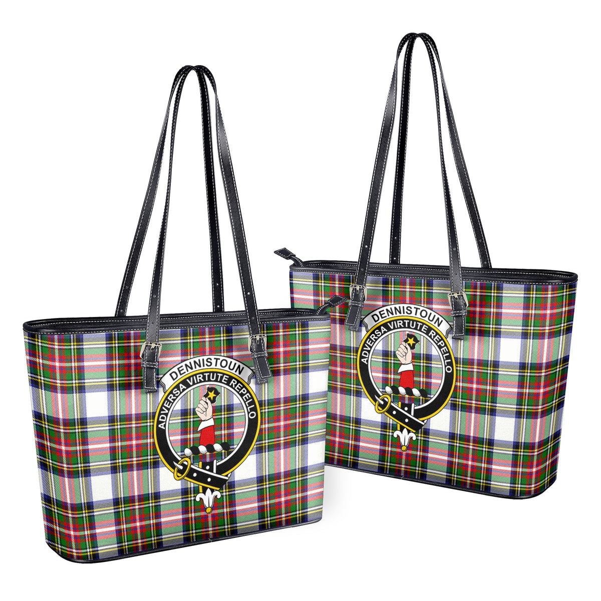 Dennistoun Tartan Crest Leather Tote Bag