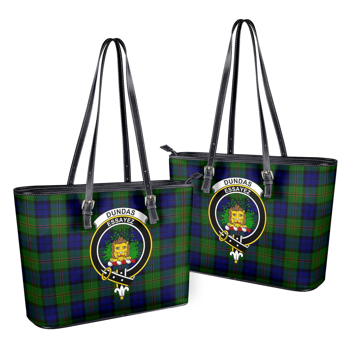 Dundas Modern Tartan Crest Leather Tote Bag