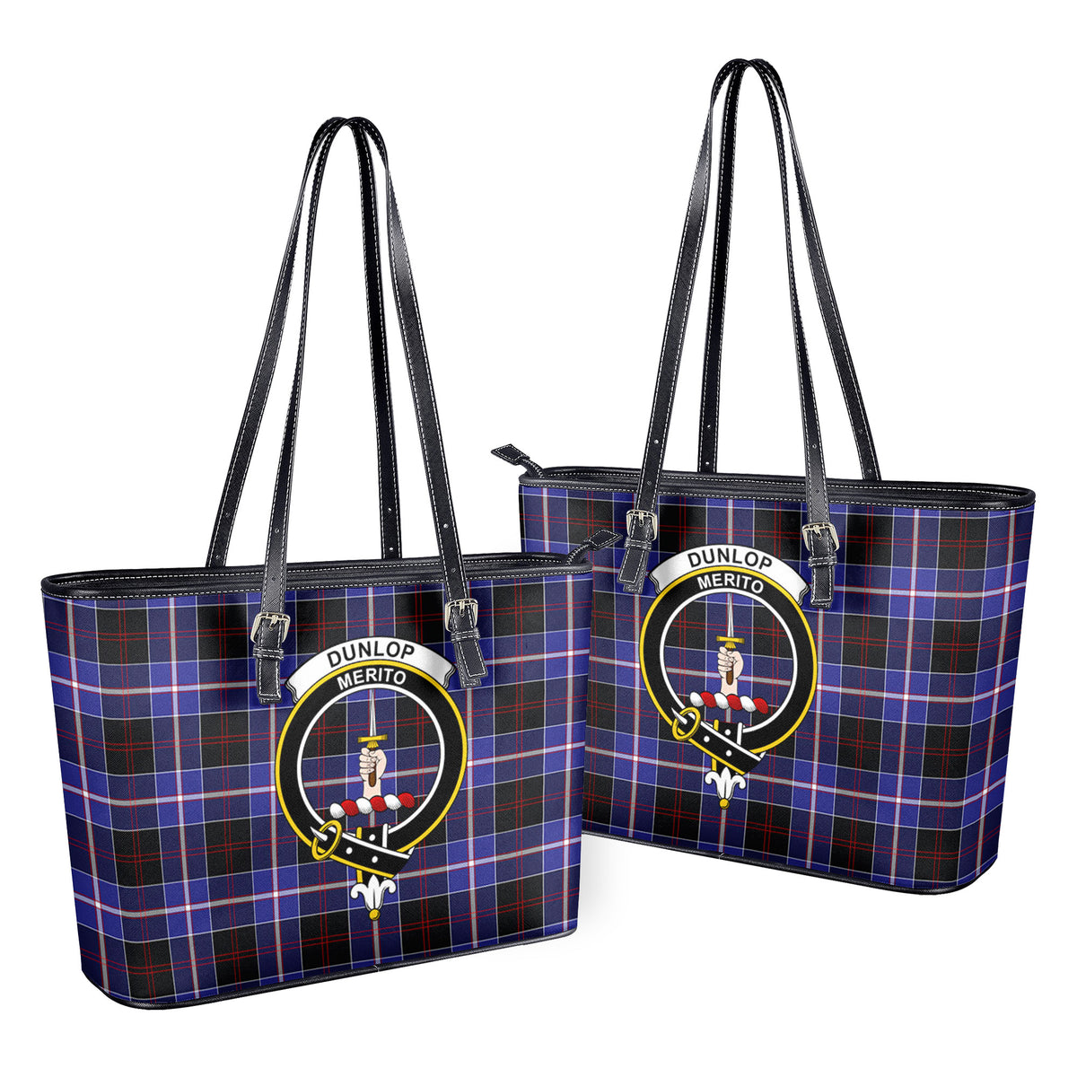 Dunlop Modern Tartan Crest Leather Tote Bag