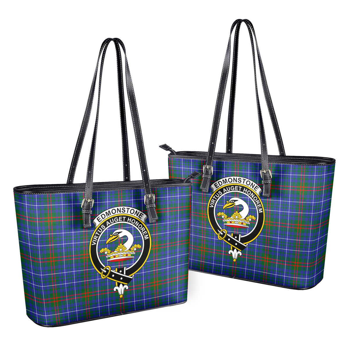 Edmonstone Tartan Crest Leather Tote Bag