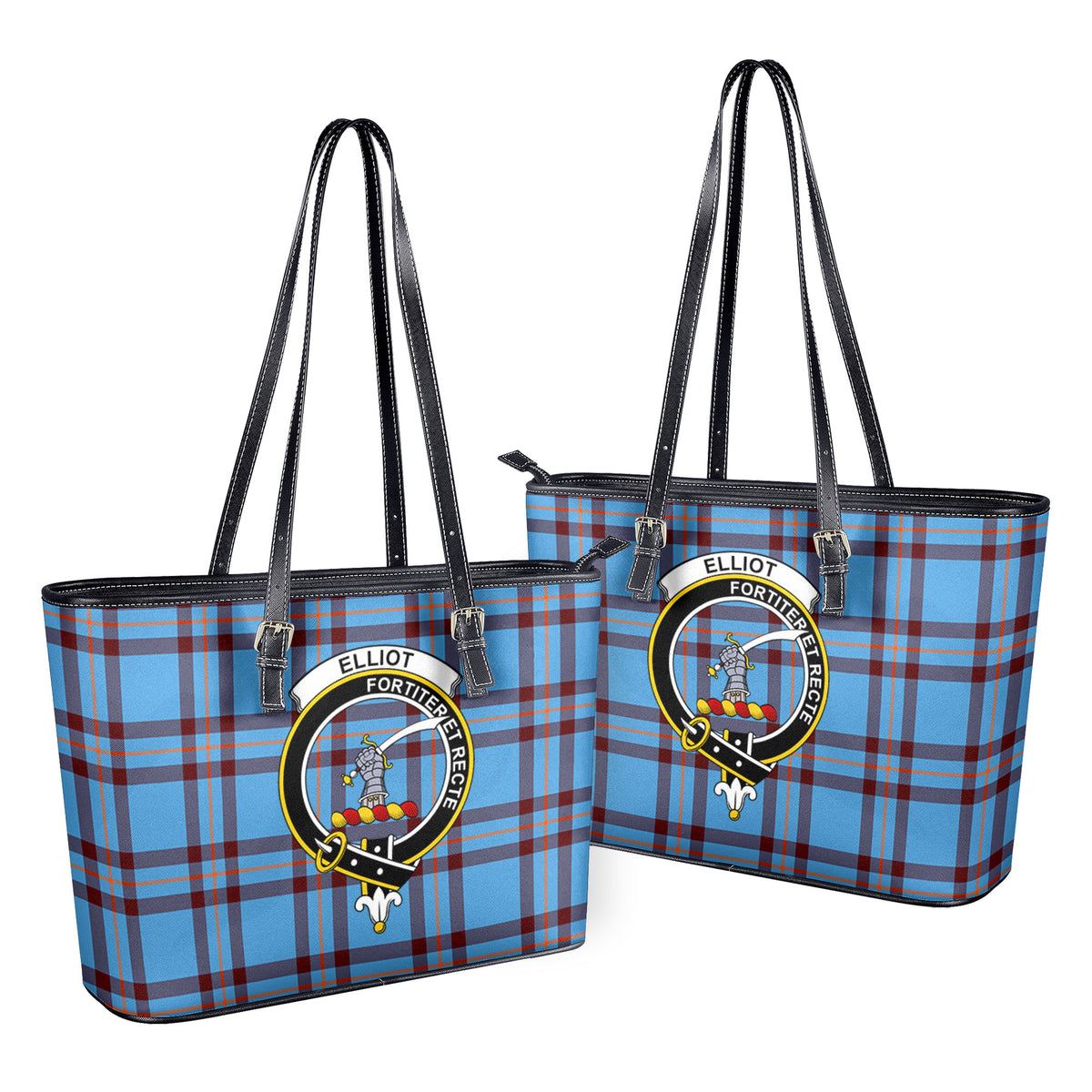 Elliot Ancient Tartan Crest Leather Tote Bag