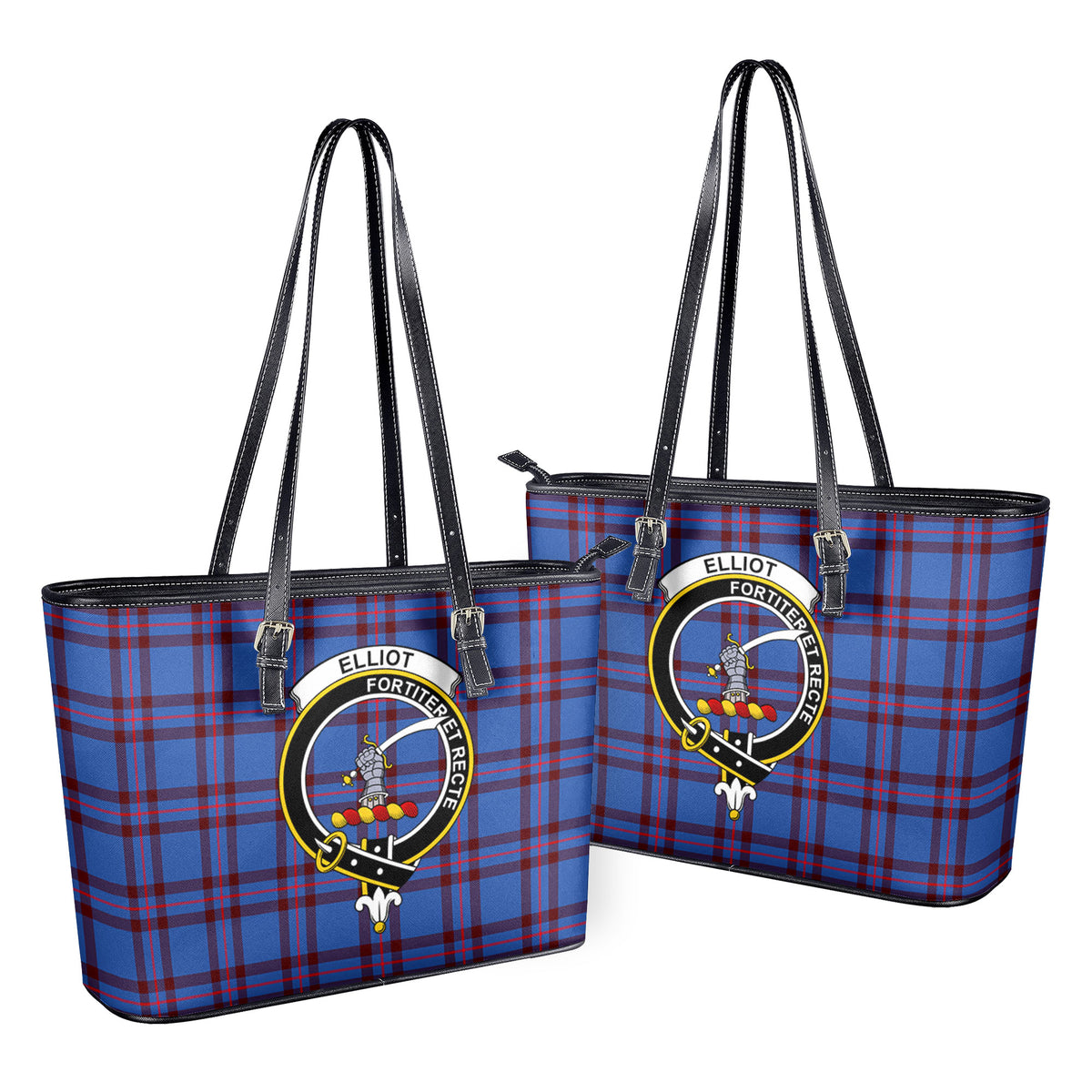 Elliot Modern Tartan Crest Leather Tote Bag