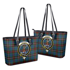 Fraser (of Lovat) Hunting Ancient Tartan Crest Leather Tote Bag