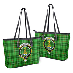 Galloway District Tartan Crest Leather Tote Bag