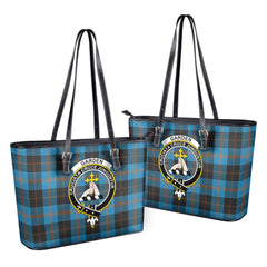 Garden Tartan Crest Leather Tote Bag