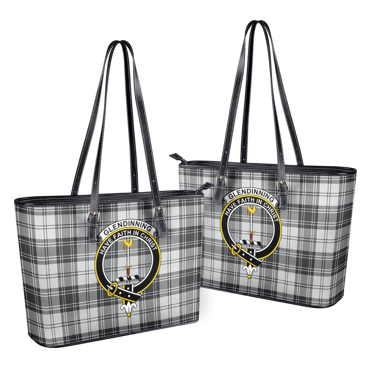 Glendinning Tartan Crest Leather Tote Bag