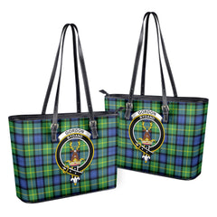 Gordon Old Ancient Tartan Crest Leather Tote Bag