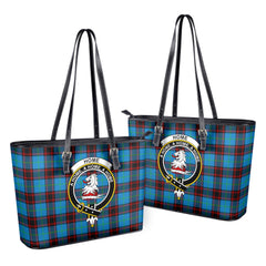 Home Ancient Tartan Crest Leather Tote Bag