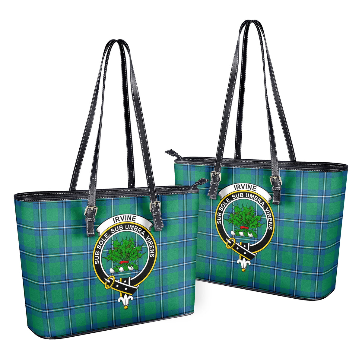 Irvine Ancient Tartan Crest Leather Tote Bag