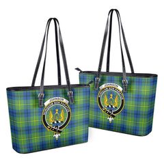 Johnson Ancient Tartan Crest Leather Tote Bag