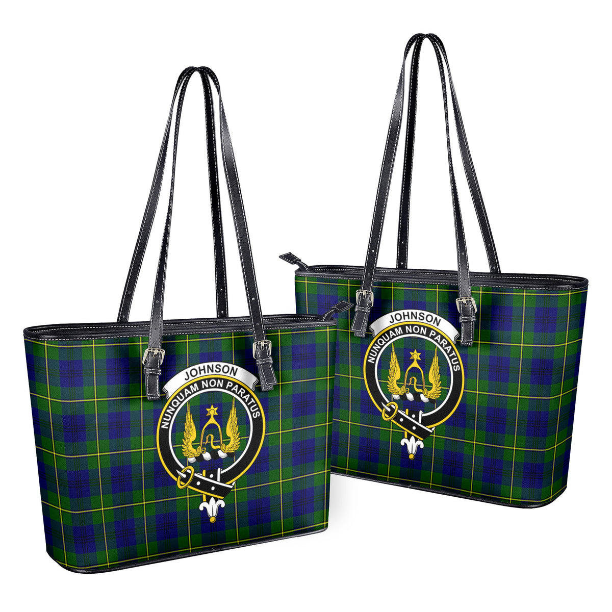 Johnson Modern Tartan Crest Leather Tote Bag