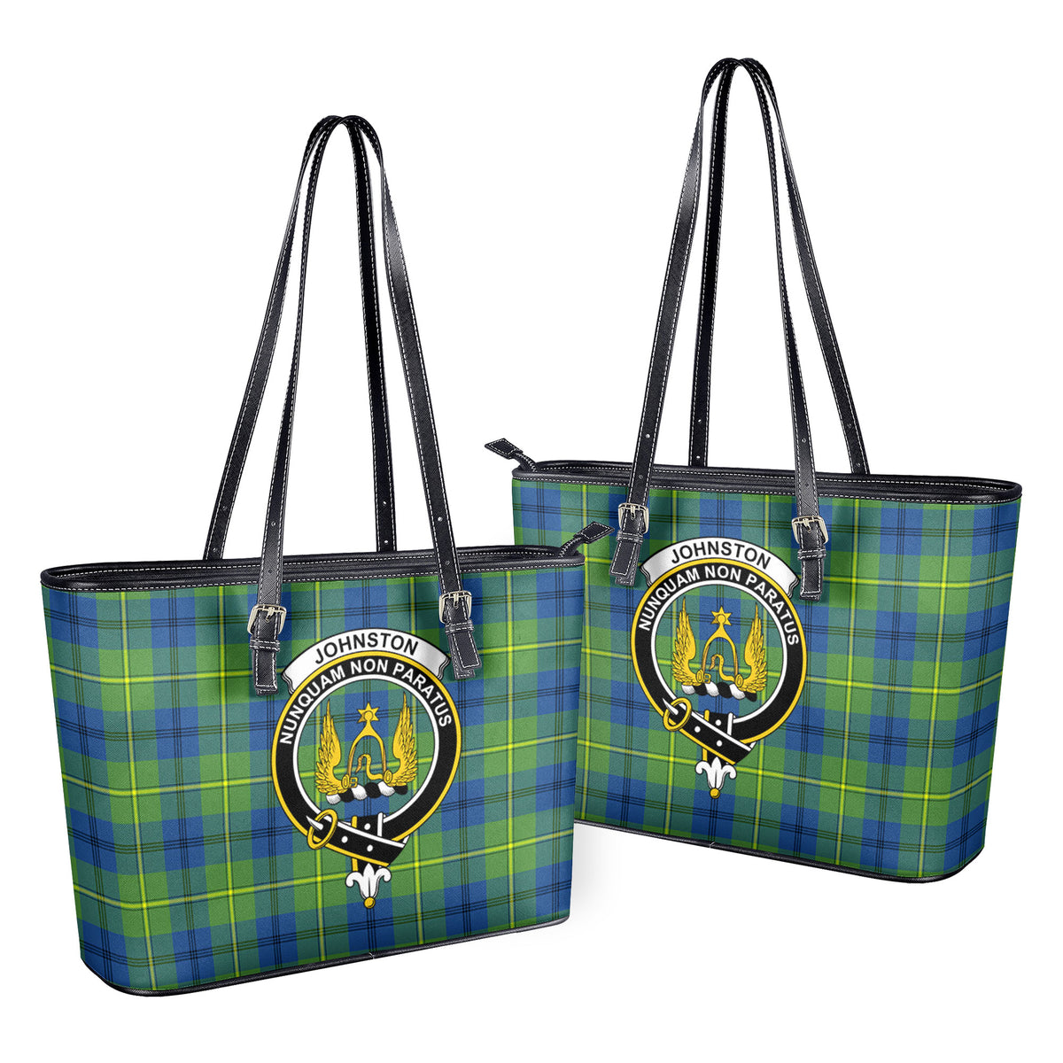 Johnston Ancient Tartan Crest Leather Tote Bag