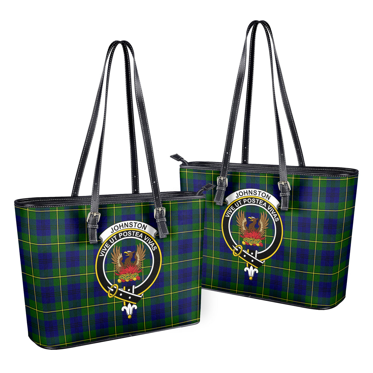 Johnston of Caskieben Tartan Crest Leather Tote Bag