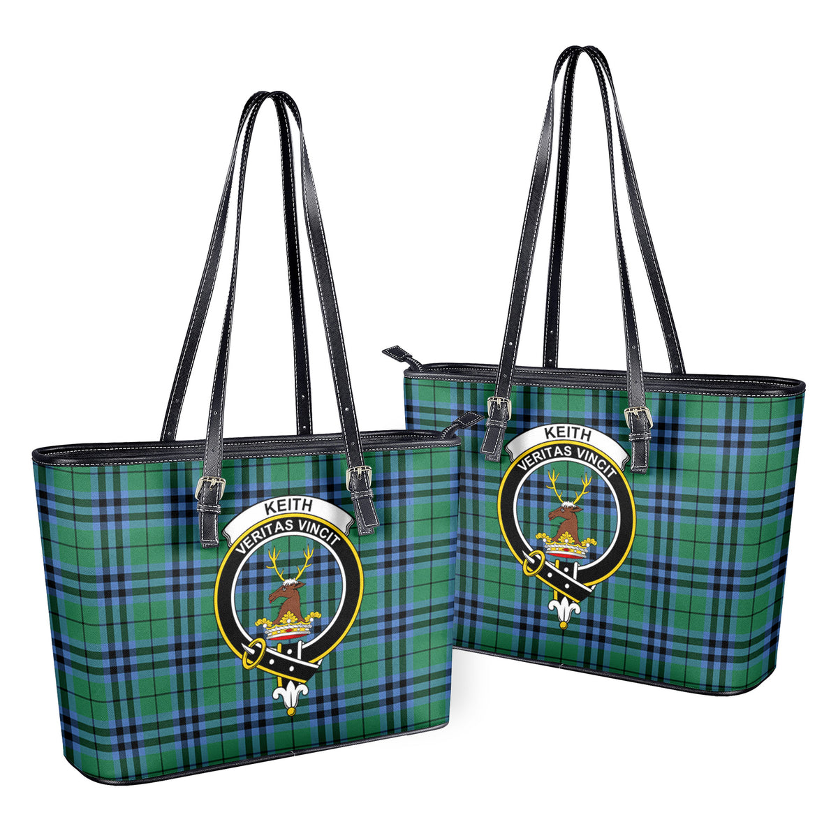 Keith Ancient Tartan Crest Leather Tote Bag