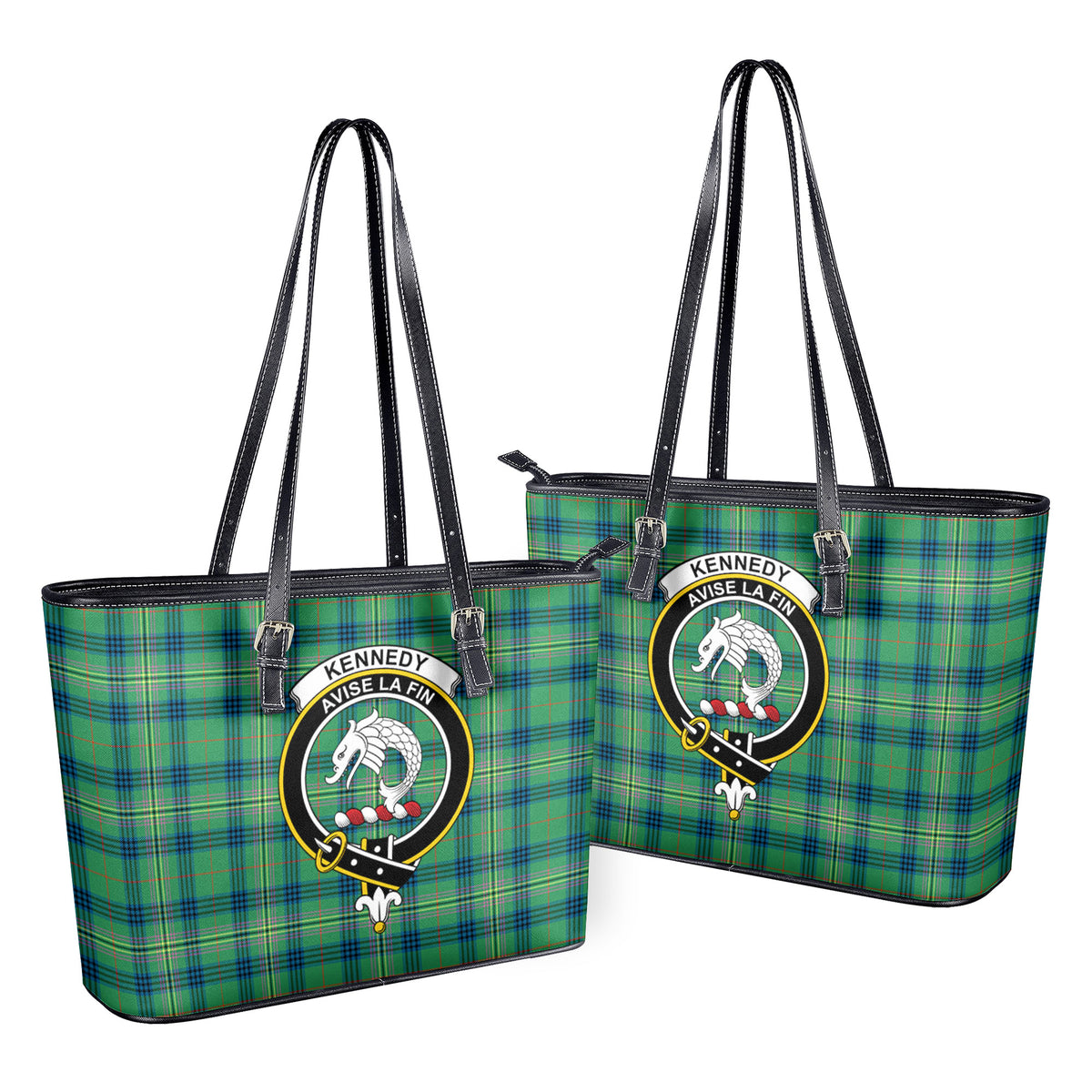 Kennedy Ancient Tartan Crest Leather Tote Bag