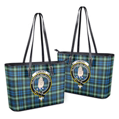 Lamont Ancient Tartan Crest Leather Tote Bag