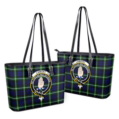 Lamont Modern Tartan Crest Leather Tote Bag