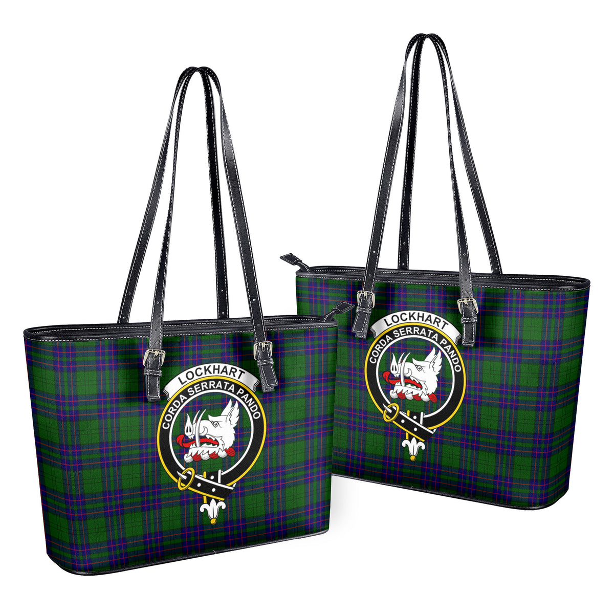 Lockhart Modern Tartan Crest Leather Tote Bag