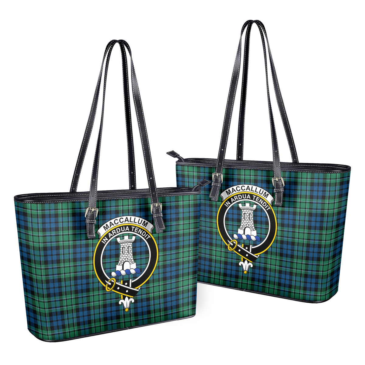 MacCallum Ancient Tartan Crest Leather Tote Bag