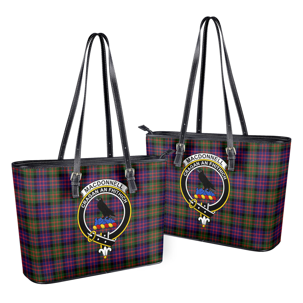 MacDonnell of Glengarry Modern Tartan Crest Leather Tote Bag