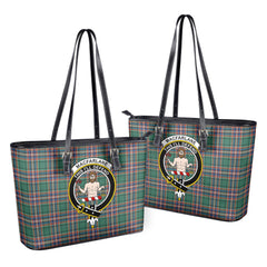 MacFarlane Hunting Ancient Tartan Crest Leather Tote Bag