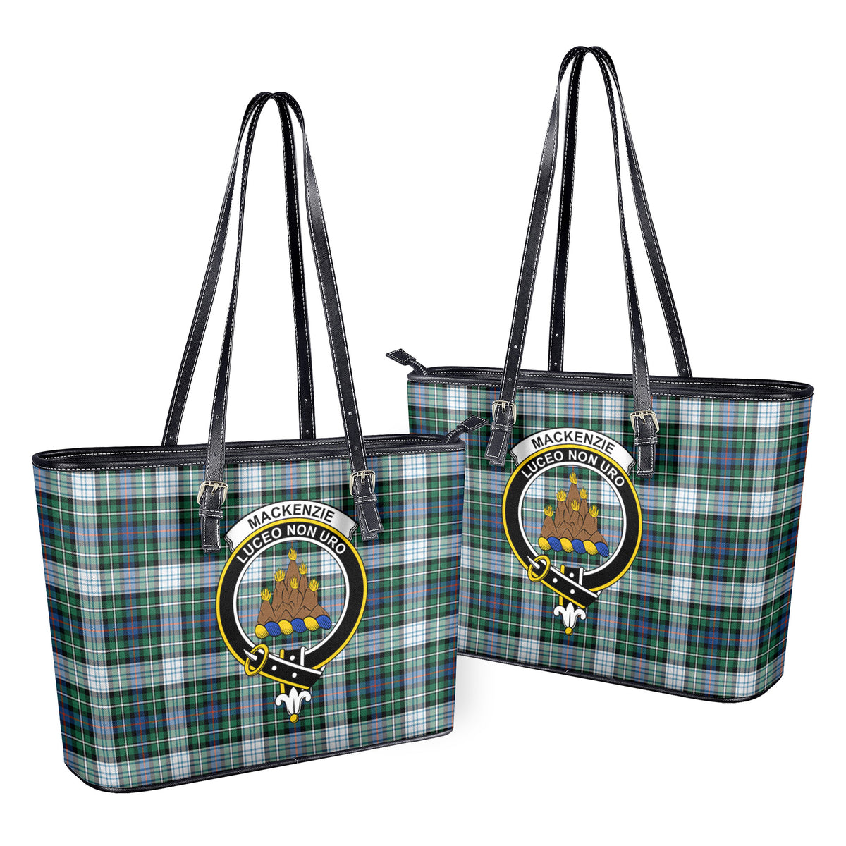 MacKenzie Dress Ancient Tartan Crest Leather Tote Bag