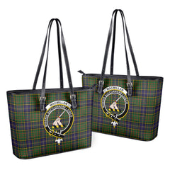 MacMillan Hunting Modern Tartan Crest Leather Tote Bag