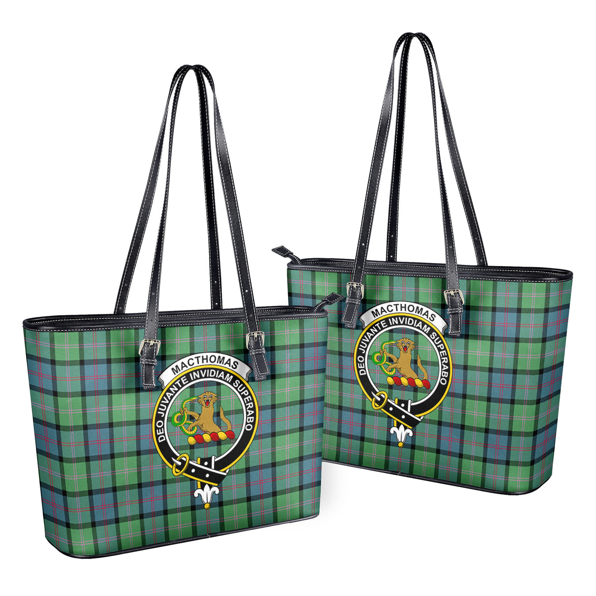 MacThomas Ancient Tartan Crest Leather Tote Bag