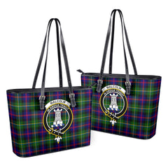 Malcolm (or MacCallum) Tartan Crest Leather Tote Bag