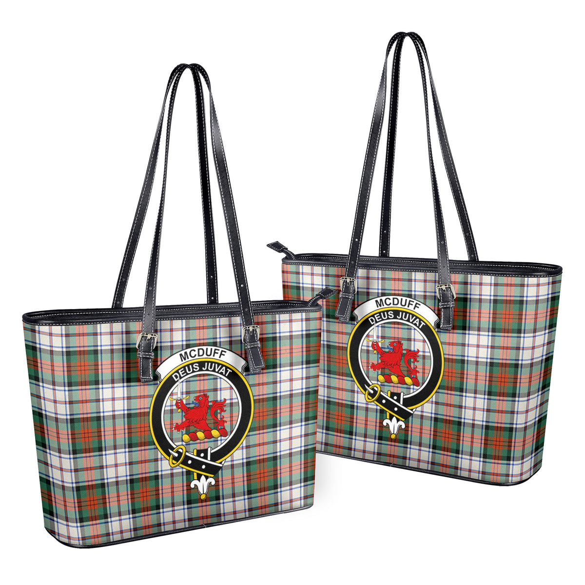 McDuff Dress Ancient Tartan Crest Leather Tote Bag