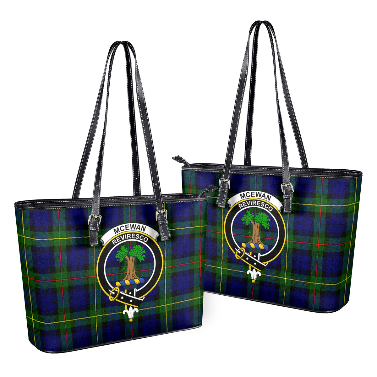 McEwan Modern Tartan Crest Leather Tote Bag