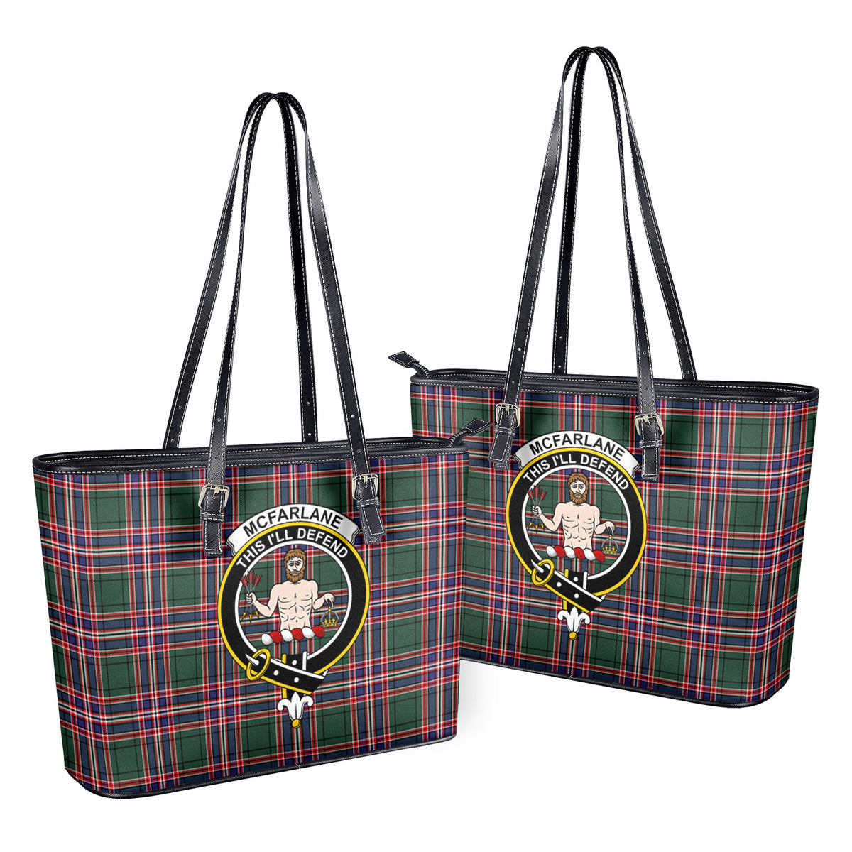 McFarlane Hunting Modern Tartan Crest Leather Tote Bag