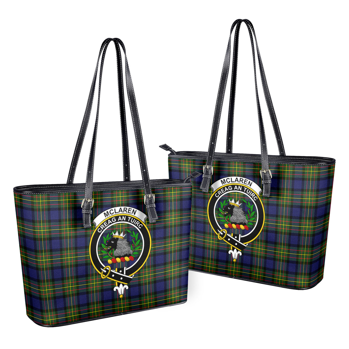 McLaren Modern Tartan Crest Leather Tote Bag