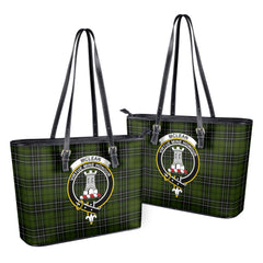 McLean Hunting Tartan Crest Leather Tote Bag